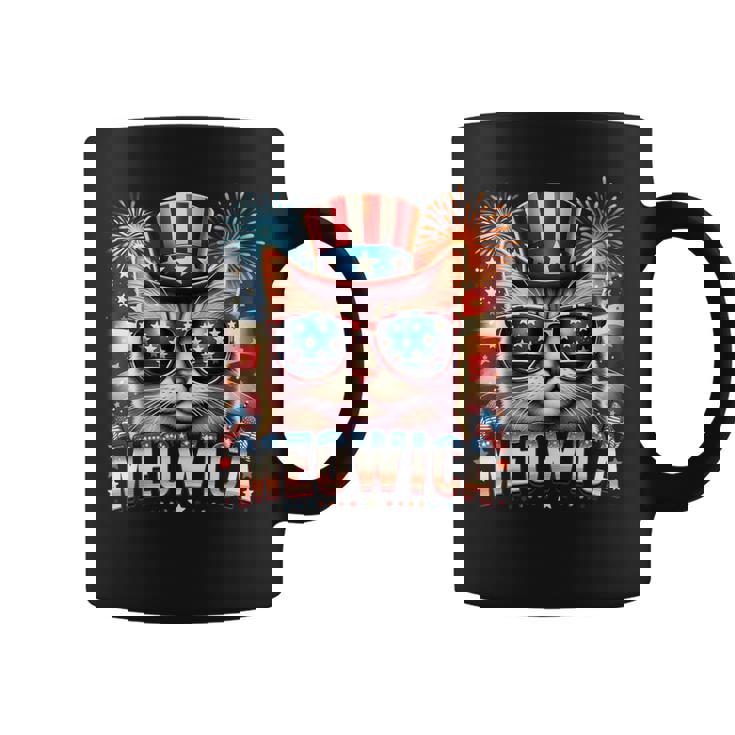 Patriotic Kitty Cat 4Th Of July Firework Cat Meowica Coffee Mug