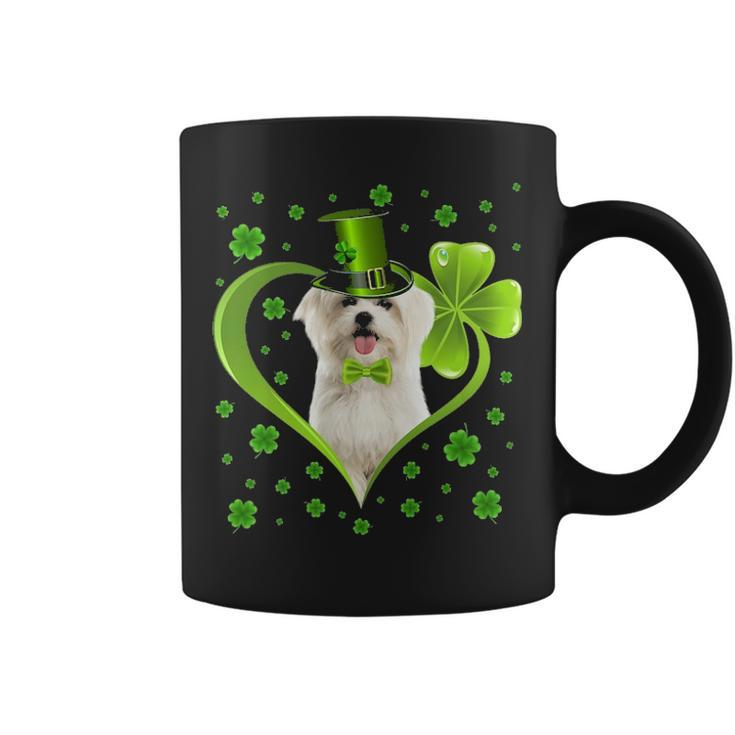 Puppy Shamrock Maltese Dog StPng Coffee Mug
