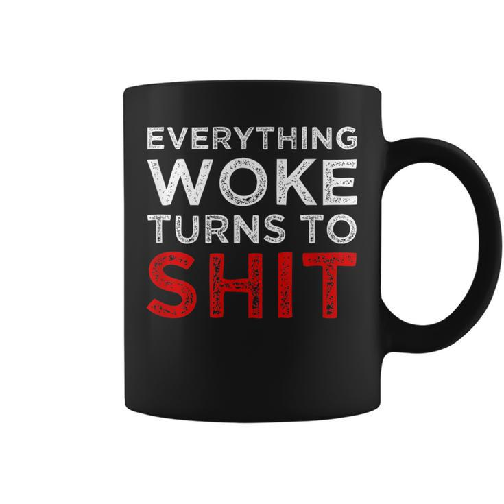 Quote Saying Everything Woke Turns To Shit Political Coffee Mug