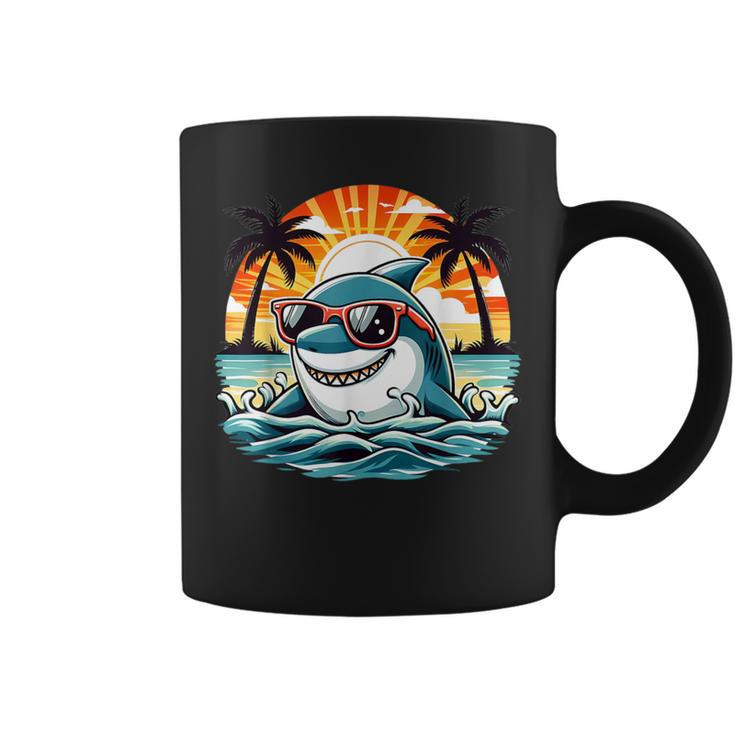 Retro Shark In Sunglasses 70S 80S 90S Cool Ocean Shark Coffee Mug