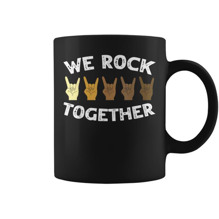 We Rock Together Rocker Skeleton Hand Coffee Mug