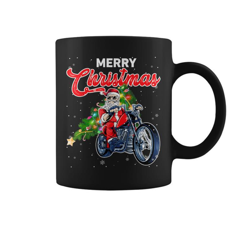 Santa Claus With Motorcycle Xmas Tree Merry Christmas Coffee Mug