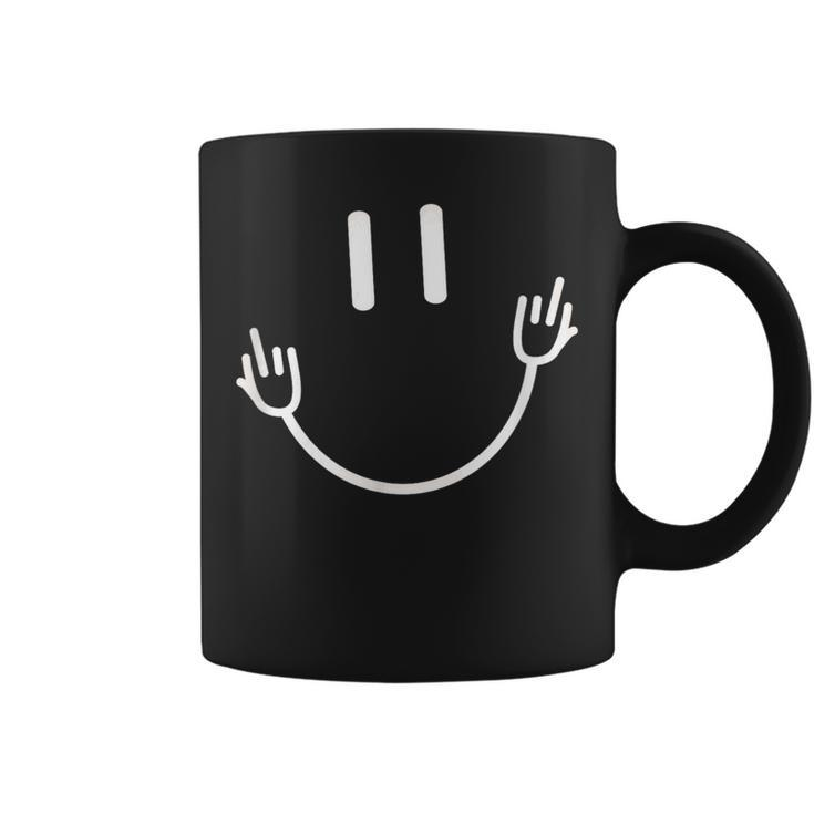Sarcastic Smile Face Middle Finger Graphic Coffee Mug