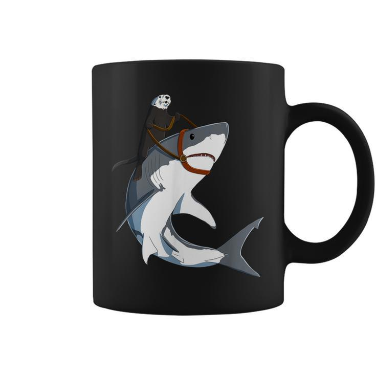 Sea Otter Riding Shark Coffee Mug