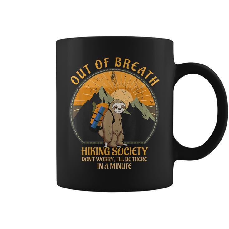 Sloth Hiker Joke Out Of Breath Hiking Society Retro Coffee Mug