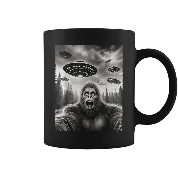 Space Meme Bigfoot Selfie With Ufos Sasquatch Alien Coffee Mug