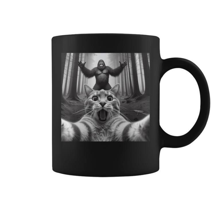 Surprised Scared Cat Selfie With Sasquatsch Bigfoot Coffee Mug