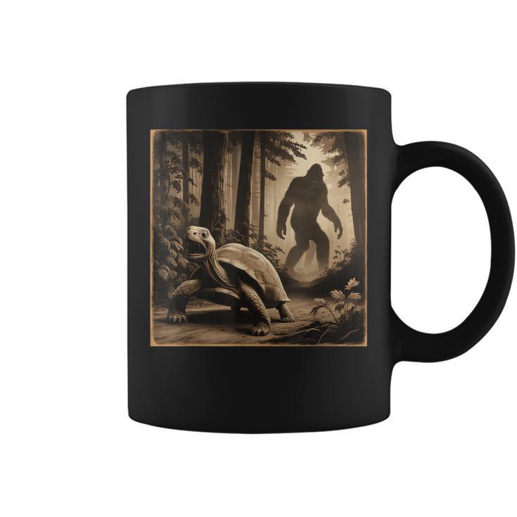 Surprised Scared Tortoise With Sasquatsch Bigfoot Coffee Mug