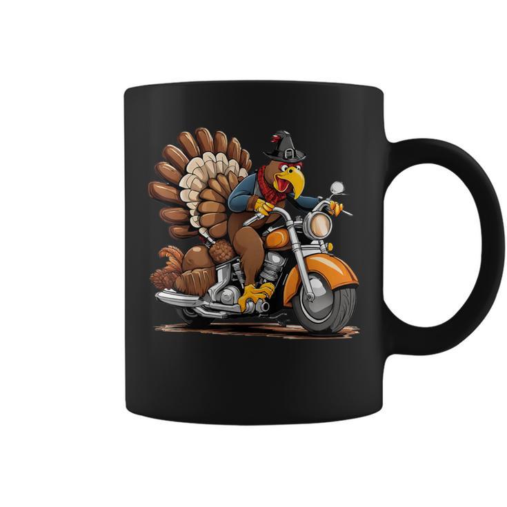 Thanksgiving Turkey On A Motorcycle Coffee Mug