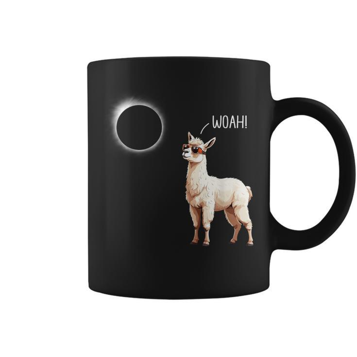 Total Solar Eclipse 2024 Llama Woah Men Coffee Mug