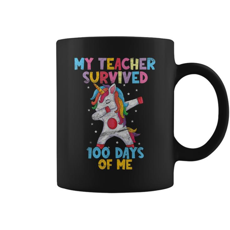 Unicorn My Teacher Survived 100 Days Of Me 2023 Coffee Mug