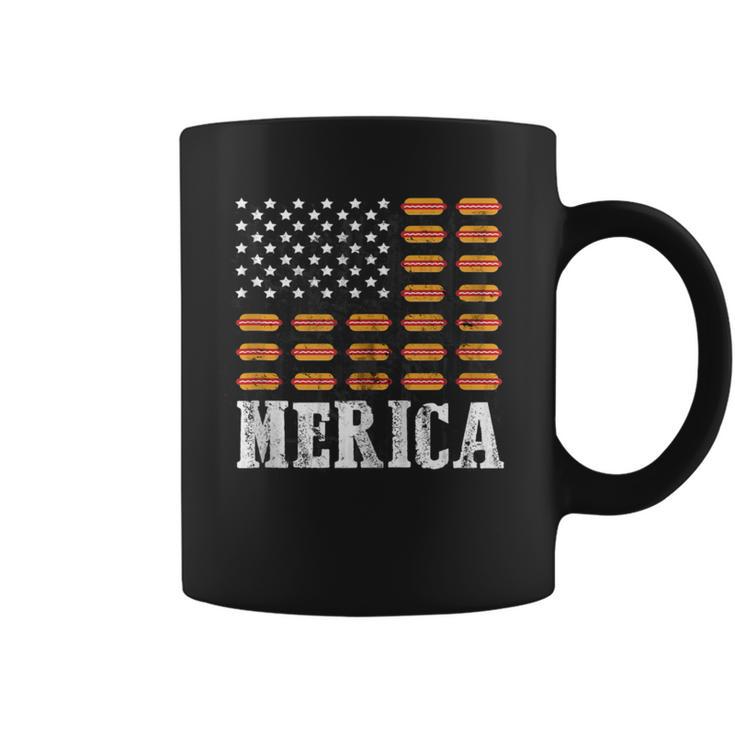 Vintage Hot Dog American Us Flag 4Th Of July Coffee Mug