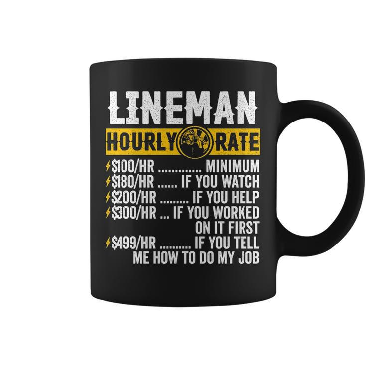 Vintage Lineman Apparel Electrician Hourly Rate Mens Pullover Coffee Mug