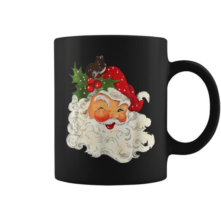 Vintage Red Santa Claus Red Christmas Graphic Coffee Mug