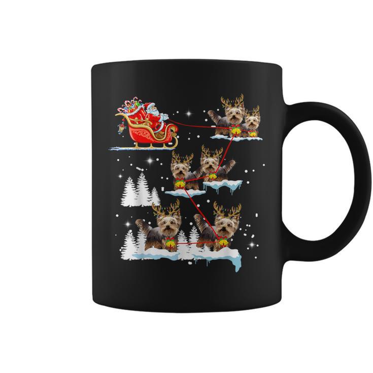 Yorkie Christmas Pajama Santa Reindeer Coffee Mug