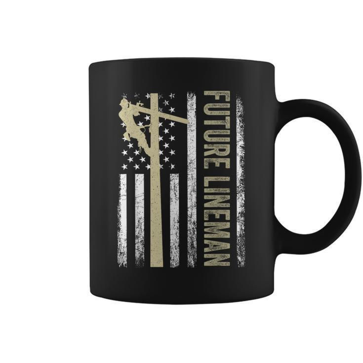 Future Lineman American Flag Electric Cable 4Th Of July Coffee Mug