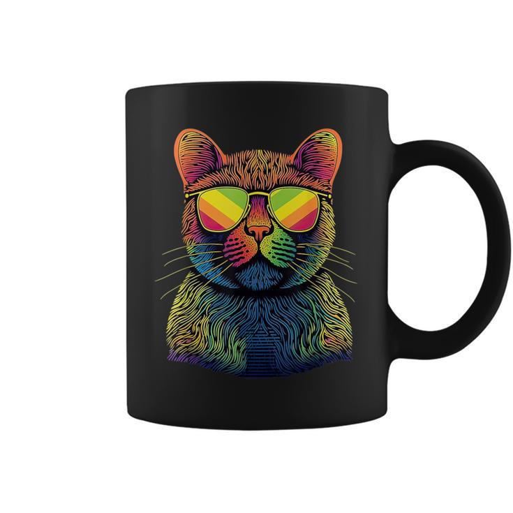 Gato Colorido Gatito Cool Catlover Taza de café