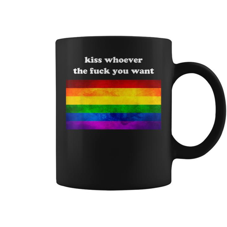 Gay Pride Lgbt Kiss Whoever You Want Coffee Mug