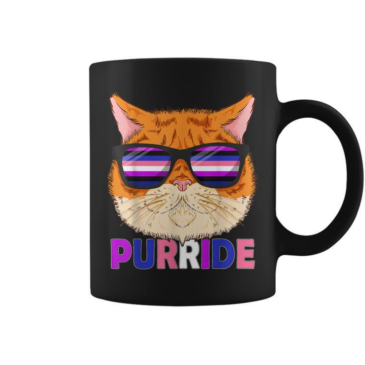 Genderfluid Purride Cat Kitten Sunglasses Gay Pride Coffee Mug