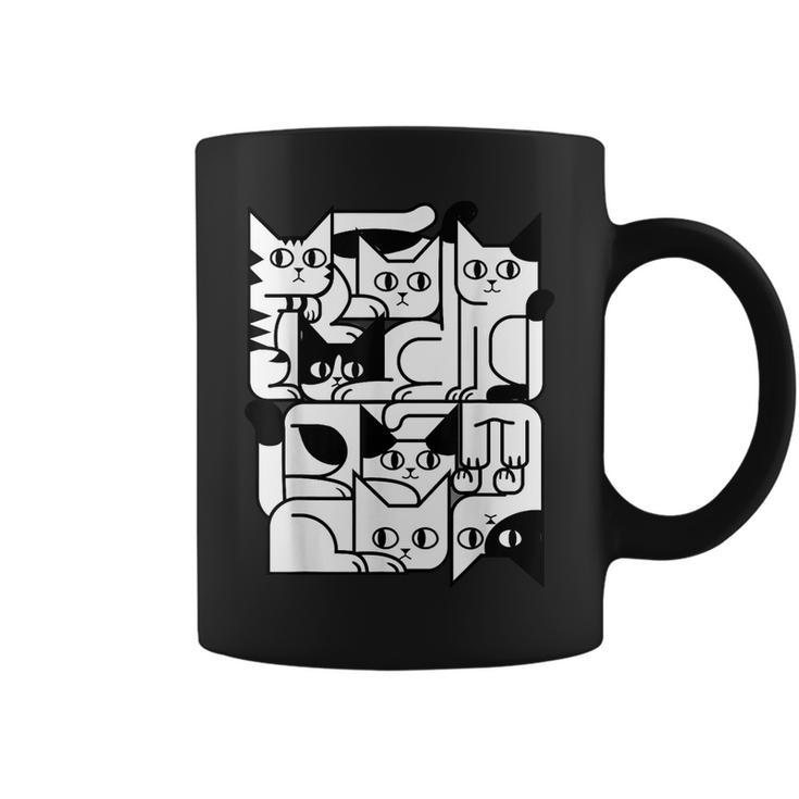 Geometric Cat Silhouette Abstract Kitten Classic Cute Cat Coffee Mug -  Seseable