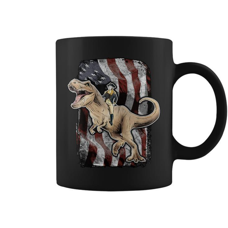 George Washington Riding T-Rex Dinosaur Coffee Mug