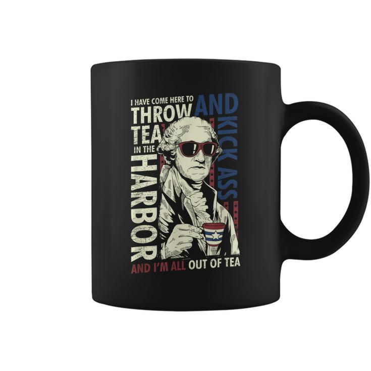 George Washington Throwing Tea Kick Ass 4Th Of July Coffee Mug