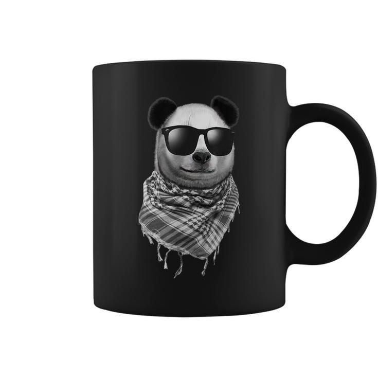 Giant Panda Wear Fishnet Pattern Keffiyeh Sunglass Coffee Mug