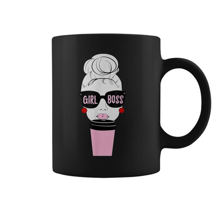 Girl Boss Women Lady Coffee Cup Sunglasses Pink Lips Coffee Mug
