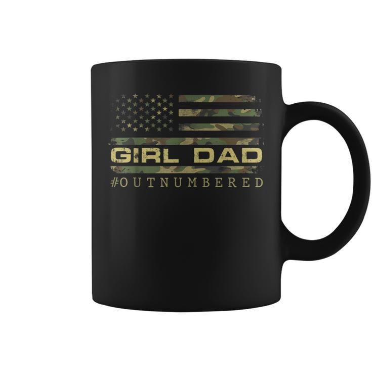 Girl Dad Outnumbered Us Flag Fathers Day From Wife Daughter Coffee Mug