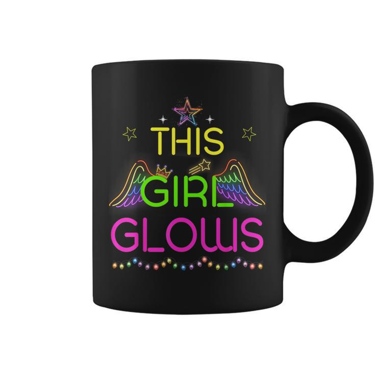 This Girl Glows Cute Girl Woman Tie Dye 80S Party Team Coffee Mug