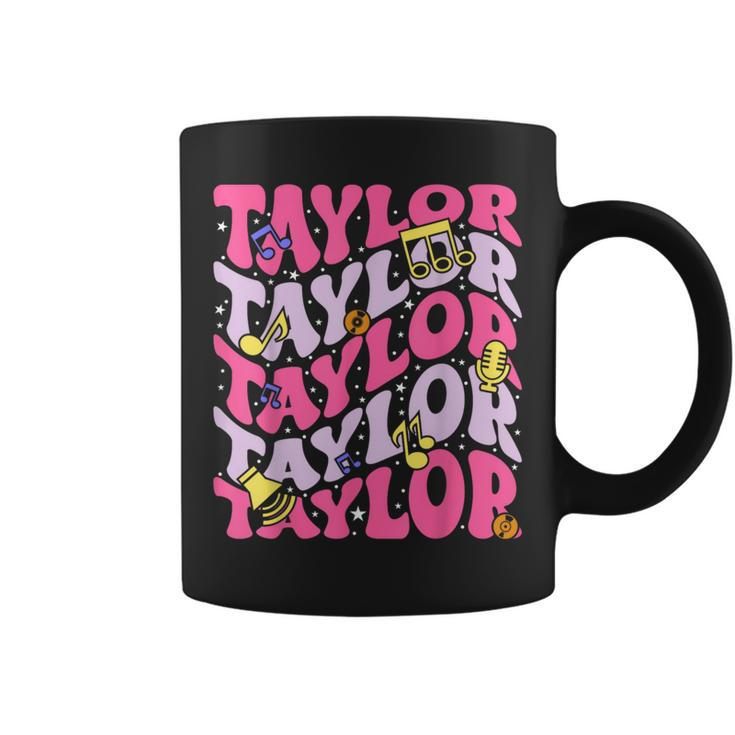 Girl Retro Taylor First Name Personalized Birthday Groovy Coffee Mug