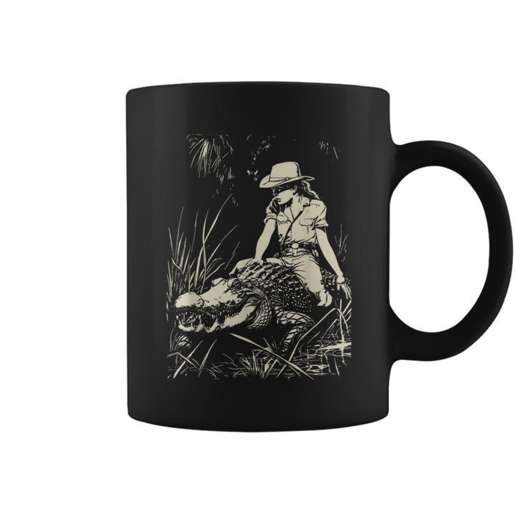 Girl Riding Alligator Weird Florida Crocodile Meme Coffee Mug