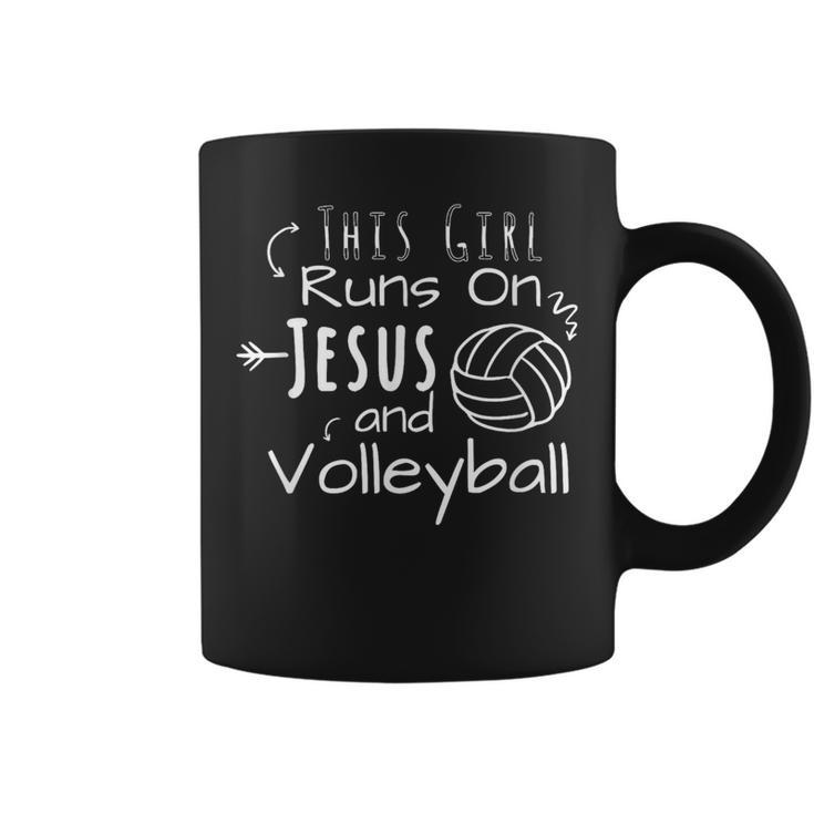 This Girl Runs On Jesus And Volleyball Christian Coffee Mug