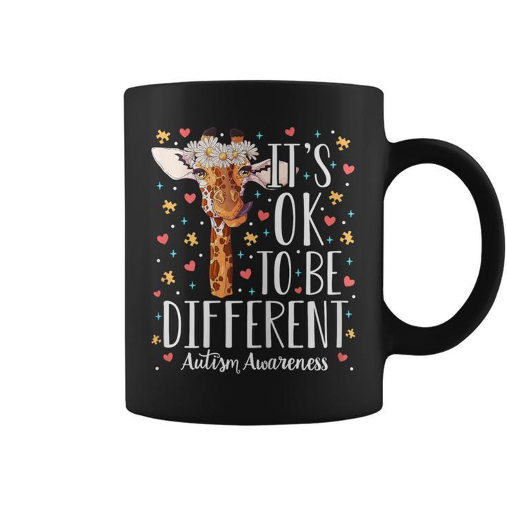 Girls Autism Giraffe It's Ok To Be Different Autistic Coffee Mug
