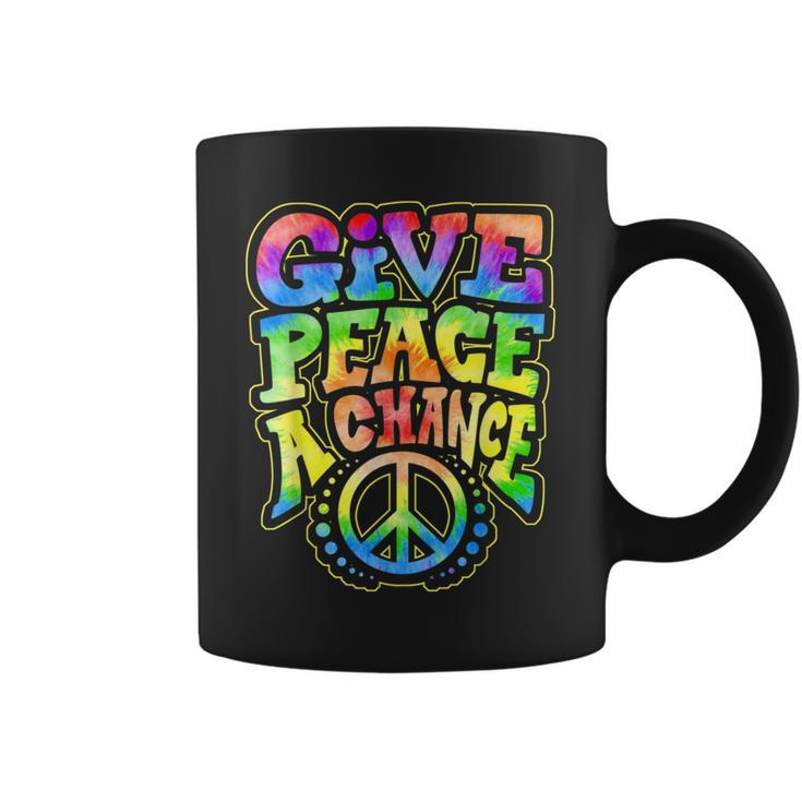 Give Peace A Chance Rainbow Tie Dye Hippie Hippy Coffee Mug