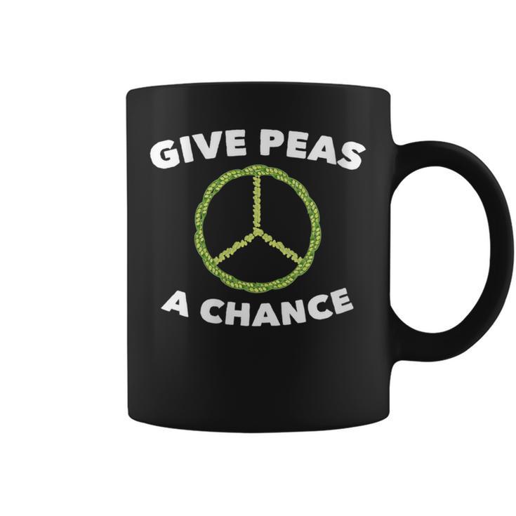 Give Peas A Chance Pun Vegan Vegetarian Coffee Mug