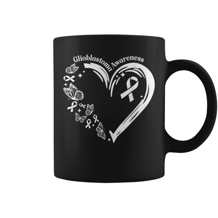 Glioblastoma I Wear Grey For Glioblastoma Awareness Heart Coffee Mug