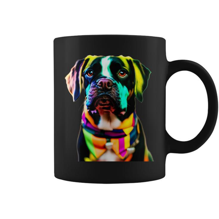 Glow In Style Black Dog Elegance With Colorful Flair Bright Coffee Mug