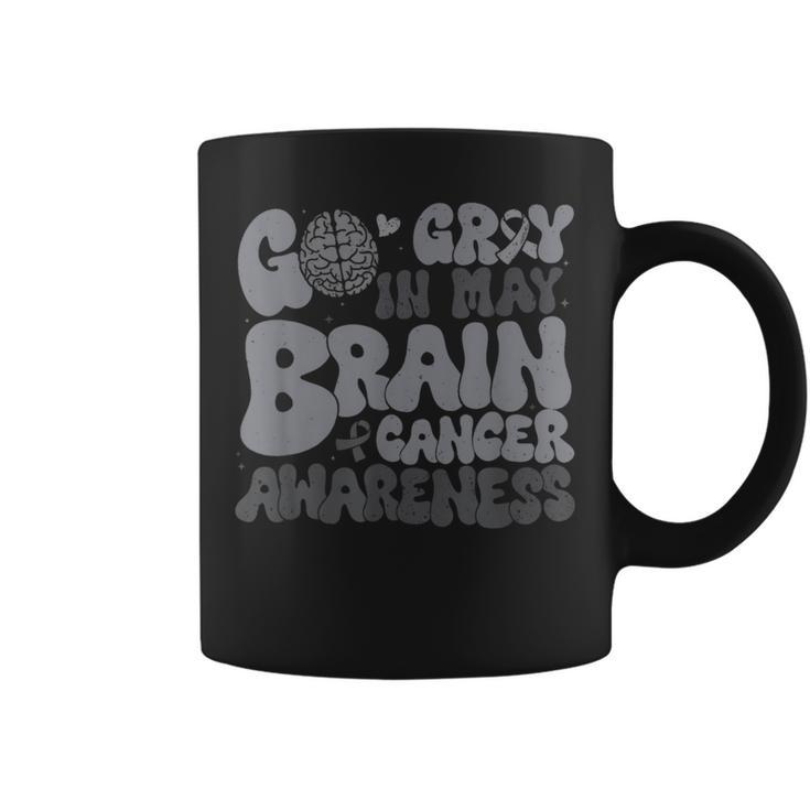 Go Gray In May For Brain Tumor Cancer Awareness Gray Ribbon Coffee Mug