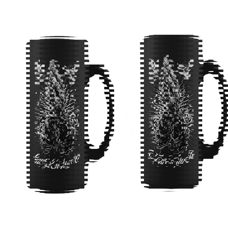 Only God Can Judge Me Prayer Hands Chicano Tattoo Doves Coffee Mug