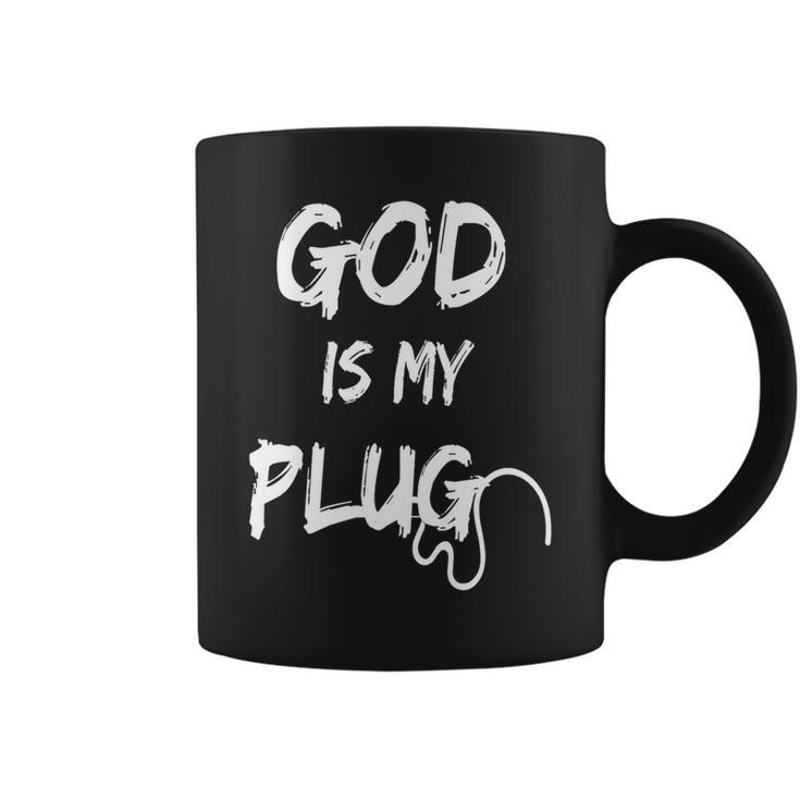 God Is My Plug Christian Humor Novelty Coffee Mug