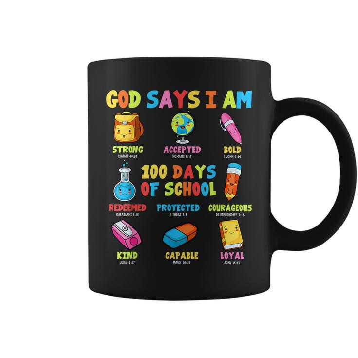 God Says I Am 100 Days Of School Christ Bible Saying Graphic Coffee Mug