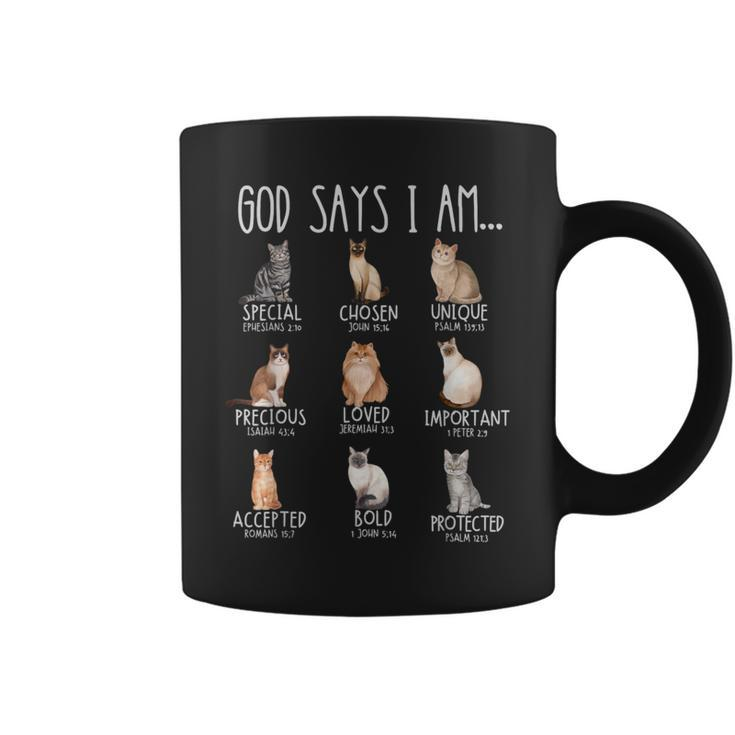 God Says I Am Cat Mom Ever Christian Jesus Bible Verse Coffee Mug