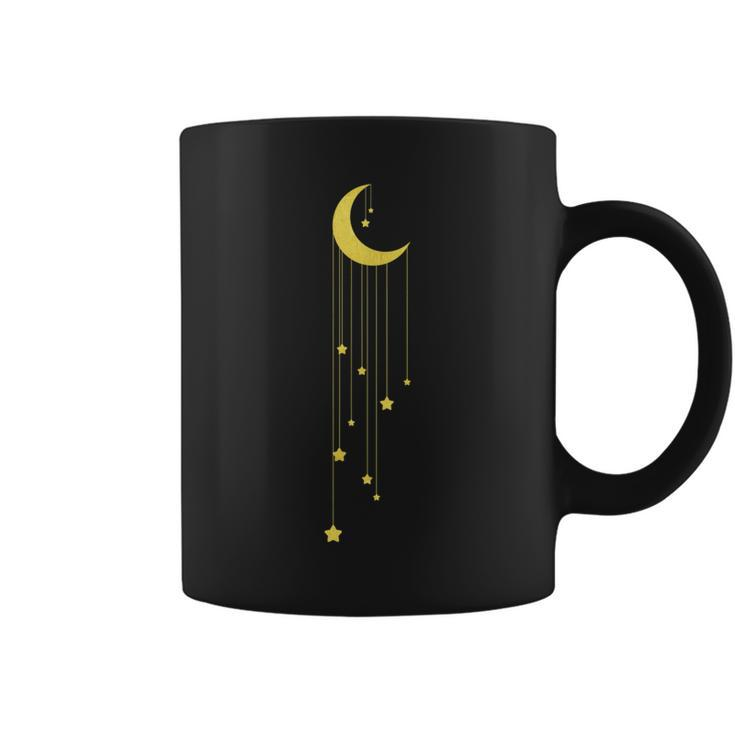 Gold Moon And Falling Stars Graphic Coffee Mug