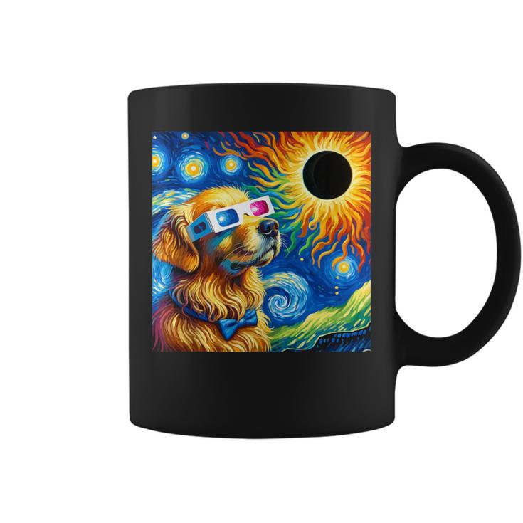 Golden Retriever Solar Eclipse 2024 Van Gogh Starry Night Coffee Mug