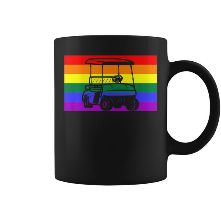 Golf Cart Gay Pride Flag Lgbtq Aesthetic Golfer Pattern Cute Coffee Mug