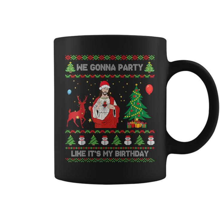 We Gonna Party Like It's My Birthday Jesus Ugly Christmas Coffee Mug