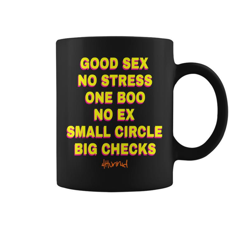 Good Sex No Stresses Ones Boo No Ex Small Circle Big Checks Coffee Mug