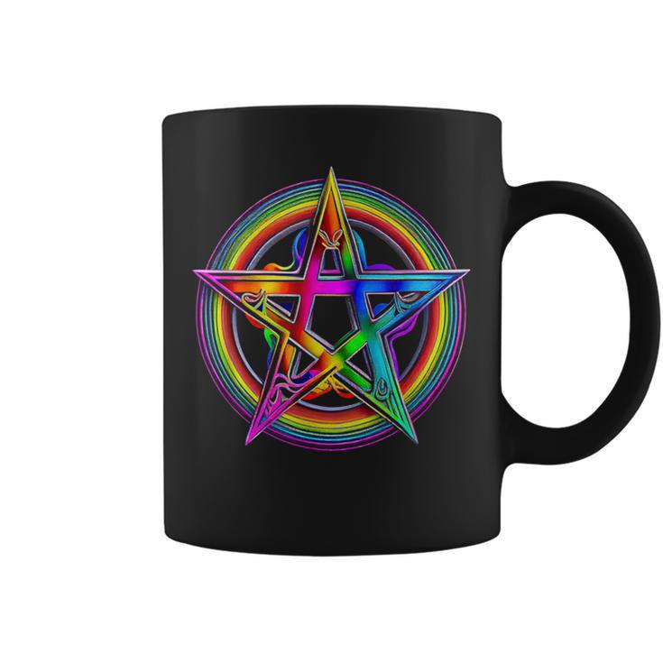 Goth Lgbtq Gay Pride Satanic Rainbow Pentagram Coffee Mug