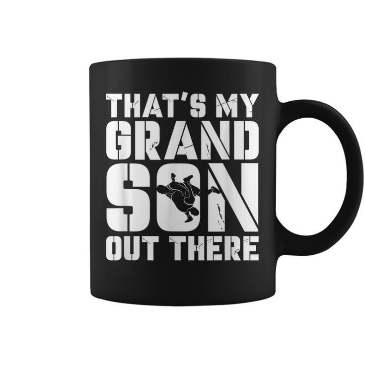 My Grandson Out There Wrestling Grandma Grandpa Coffee Mug